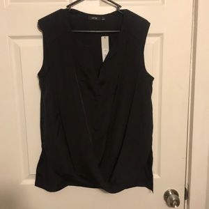 BNWT Black Draped Front Blouse